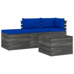 Vidaxl salon palette de jardin 4 pcs avec coussins bois de pin massif