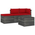 Vidaxl salon palette de jardin 4 pcs avec coussins bois de pin massif