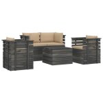 Vidaxl salon palette de jardin 5 pcs avec coussins bois de pin massif