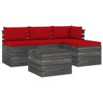 Vidaxl salon palette de jardin 5 pcs avec coussins bois de pin massif
