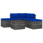 Vidaxl salon palette de jardin 6 pcs avec coussins bois de pin massif