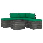 Vidaxl salon palette de jardin 6 pcs avec coussins bois de pin massif