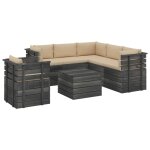 Vidaxl salon palette de jardin 7 pcs avec coussins bois de pin massif