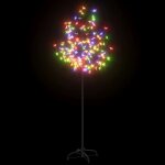 Vidaxl sapin de nol 120 led colores cerisier en fleurs 150 cm
