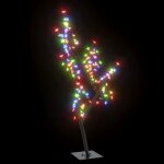 Vidaxl sapin de nol 128 led colores cerisier en fleurs 120 cm
