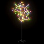 Vidaxl sapin de nol 200 led colores cerisier en fleurs 180 cm