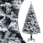 Vidaxl sapin de nol artificiel led et flocons de neige vert 210 cm