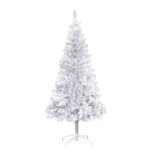 Vidaxl sapin de nol artificiel avec led et support argent 150 cm pet