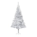 Vidaxl sapin de nol artificiel avec led et support argent 210 cm pet