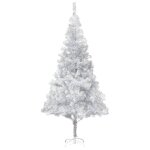 Vidaxl sapin de nol artificiel avec led et support argent 240 cm pet