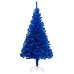 Vidaxl sapin de nol artificiel avec led et support bleu 180 cm pvc