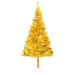 Vidaxl sapin de nol artificiel avec led et support dor 180 cm pet