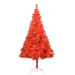 Vidaxl sapin de nol artificiel avec led et support rouge 210 cm pvc