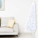 Vidaxl sapin de nol artificiel moiti led et support blanc 180 cm pvc