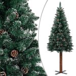 Vidaxl sapin de nol led et bois vritable et neige blanche vert 180cm