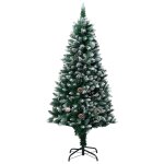 Vidaxl sapin de nol avec led et pommes de pin et neige blanche 180 cm