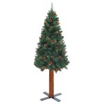Vidaxl sapin de nol mince avec bois vritable et cnes vert 180cm pvc