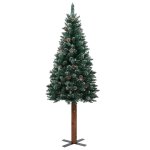 Vidaxl sapin de nol mince bois vritable et neige blanche vert 150cm