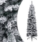 Vidaxl sapin de nol mince avec led et flocons de neige vert 180cm pvc