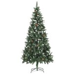 Vidaxl sapin de nol avec pommes de pin et paillettes blanches 210 cm