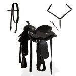 Vidaxl selle, bridon et col de poitrine cuir vritable 13 po noir