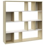 Vidaxl s�parateur de pi�ce blanc / ch�ne sonoma 110x24x110 cm agglom�r�