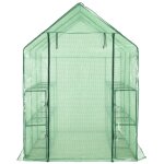 Vidaxl serre de plain - pied avec 12 �tag�res acier 143x214x196 cm