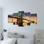 Vidaxl set de toiles murales imprim�es pont de brooklin 200 x 100 cm