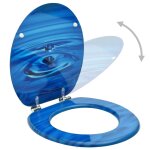 Vidaxl sige de toilette avec couvercle mdf bleu gouttes d'eau