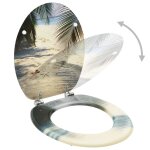 Vidaxl sige de toilette avec couvercle mdf design de plage