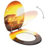 Vidaxl si�ge de toilette avec couvercle mdf design de savane