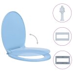 Vidaxl si�ge de toilette � fermeture en douceur bleu ovale