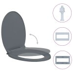 Vidaxl si�ge de toilette � fermeture en douceur gris ovale