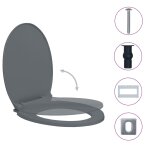 Vidaxl si�ge de toilette � fermeture en douceur gris ovale