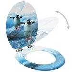 Vidaxl siges wc couvercle  fermeture en douceur 2 pcs mdf pingouins