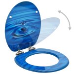 Vidaxl sige wc couvercle fermeture en douceur mdf bleu gouttes d'eau
