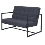 Vidaxl sofa  2 places avec accoudoirs acier et tissu gris fonc