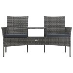 Vidaxl sofa de jardin 2places et table  th rsine tresse anthracite