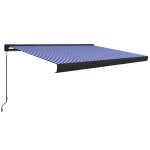 Vidaxl store � cassette manuel 300x250 cm bleu et blanc