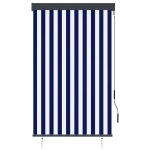 Vidaxl store roulant d'extrieur 100x250 cm bleu et blanc