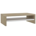 Vidaxl support de moniteur blanc et ch�ne sonoma 42x24x13 cm agglom�r�