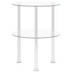 Vidaxl table d'appoint  2 niveaux transparent 38 cm verre tremp