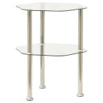 Vidaxl table d'appoint  2 niveaux transparent 38x38x50cm verre tremp