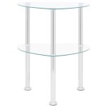 Vidaxl table d'appoint  2 niveaux transparent 38x38x50cm verre tremp