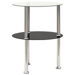 Vidaxl table d'appoint  2 niveaux transparent / noir 38 cm verre tremp