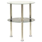Vidaxl table d'appoint  2 niveaux transparent / noir 38 cm verre tremp