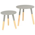 Vidaxl tables d'appoint 2 pcs gris pin massif Vidaxl tables d'appoint 2 pcs gris pin massif