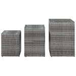 Vidaxl tables d'appoint 3 pcs et dessus en verre gris résine tressée Vidaxl tables d'appoint 3 pcs et dessus en verre gris résine tressée