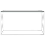 Vidaxl table d'appoint argent 140x40x78 cm acier inoxydable et verre