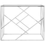 Vidaxl table d'appoint argent 90x40x75 cm acier inoxydable et verre